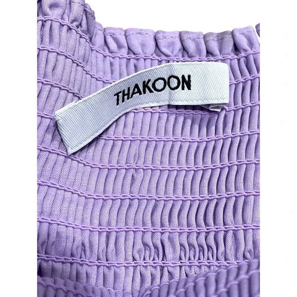 Thakoon Womens Eyelet Lilac Smocked Waist Mini Skirt Pull On Lined Size 6 $295